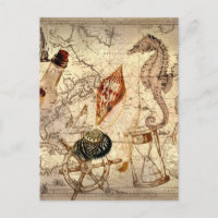 Mapa náutico da linha de costa do mar com estrelas