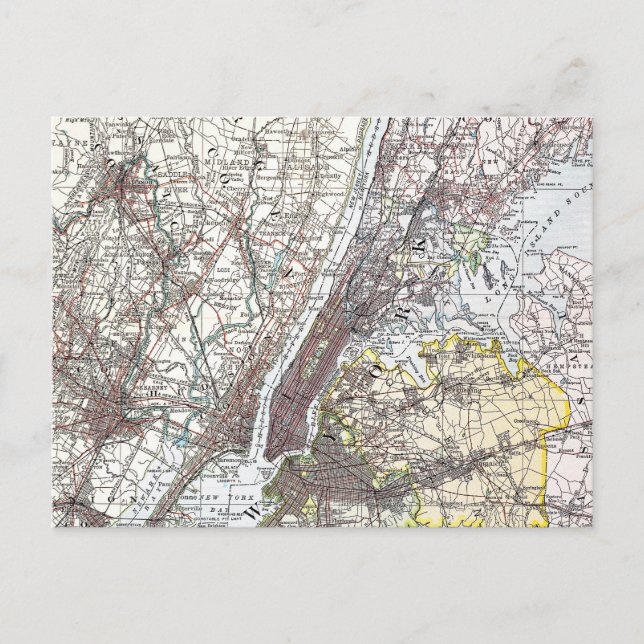 Cartão Postal Mapa: Nova Iorque, 1906 (Frente)