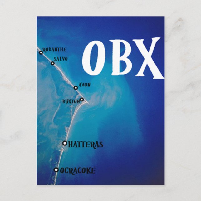 Cartão Postal mapa OBX Sul (Frente)