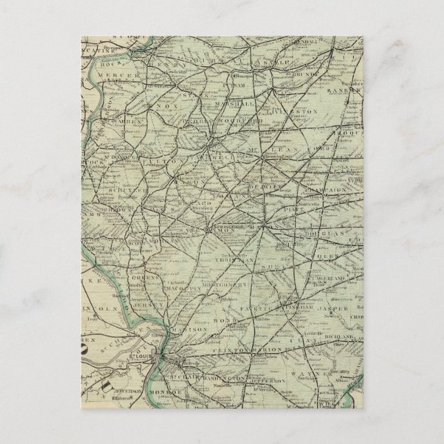 Cartão Postal Mapa oficial da ferrovia de Illinois (Frente)