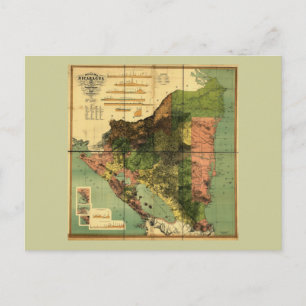 Cartão Postal Mapa Oficial da Nicarágua de 1898