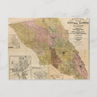 Cartão Postal Mapa oficial do condado de Sonoma, Califórnia (190