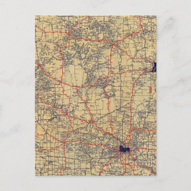 Cartão Postal mapa padrão de Minnesota (Frente)