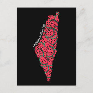 Cartão Postal Mapa Palestino cheio de Melancias Palestina livr