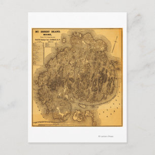 Cartão Postal Mapa Panorâmico da Ilha Mount Desert