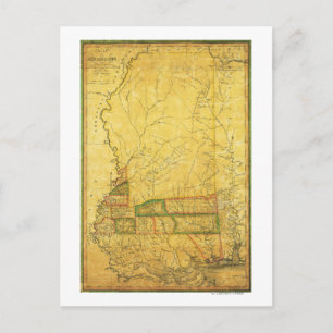 Cartão Postal Mapa Panorâmico do MississippiMississippi