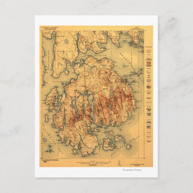 Cartão Postal Mapa Panorâmico do Parque Nacional de Lafayette (Frente)