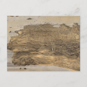 Cartão Postal Mapa Pictórico Antigo de São Francisco (1868)