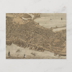 Cartão Postal Mapa Pictórico de Portland Maine (1876)