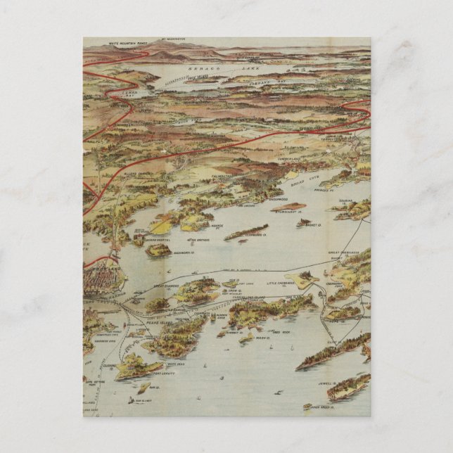 Cartão Postal Mapa Pictórico de Portland Maine (1906) (Frente)