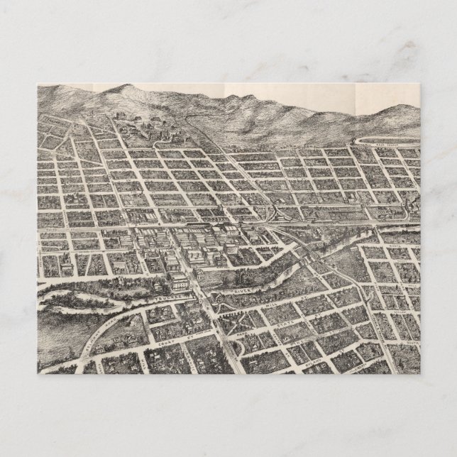 Cartão Postal Mapa Pictórico de Reno Nevada (1907) (Frente)