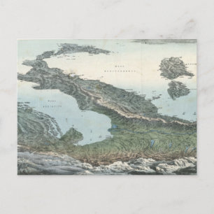 Cartão Postal Mapa Pictórico de Vintage da Itália (1853)