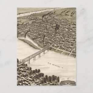 Cartão Postal Mapa Pictórico Vintage de Laredo Texas (1892)