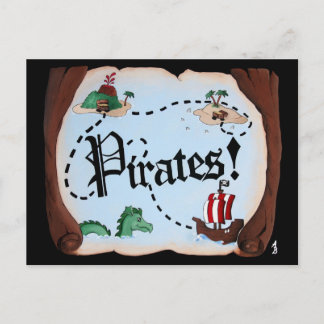 Cartão Postal Mapa Pirata