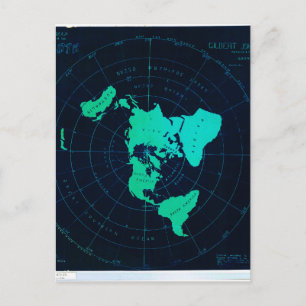 Cartão Postal Mapa plano da Terra (projeção equidistante Azimu