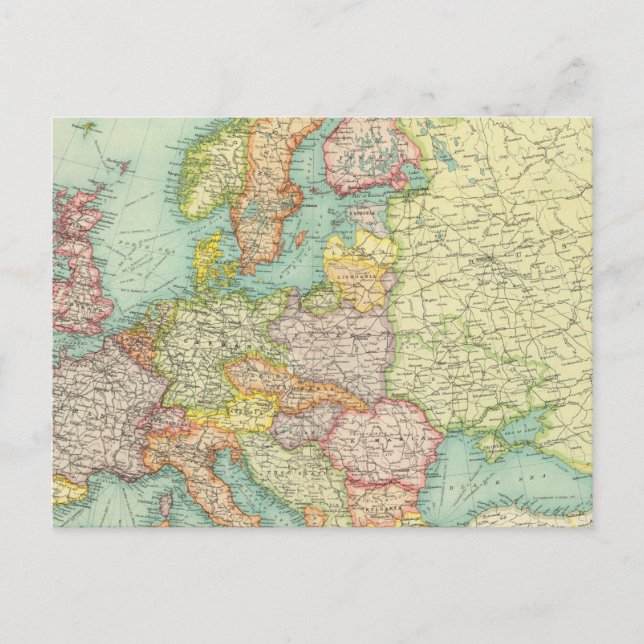 Cartão Postal Mapa político da Europa (Frente)