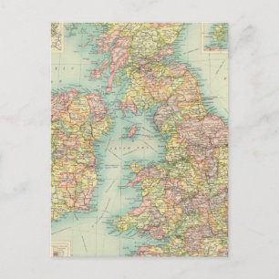Cartão Postal Mapa político das Ilhas Britânicas
