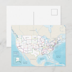 Cartão Postal Mapa político digital dos Estados Unidos.