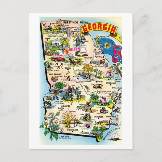 Cartão Postal Mapa postal da Geórgia (Frente)