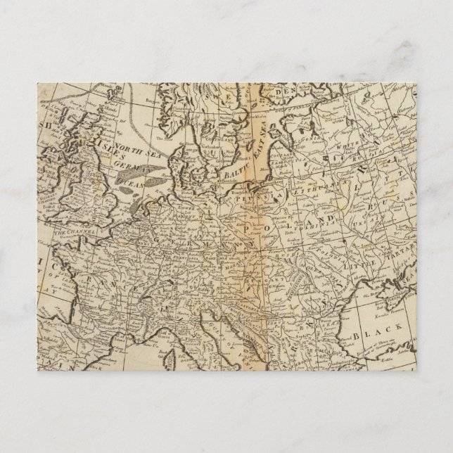 Cartão Postal Mapa preciso da Europa (Frente)