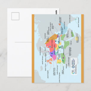 Cartão Postal Mapa recortado de línguas judaicas