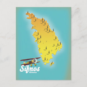 Cartão Postal Mapa retro de Sifnos Grécia
