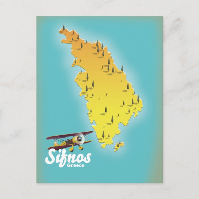 Cartão Postal Mapa retro de Sifnos Grécia (Frente)