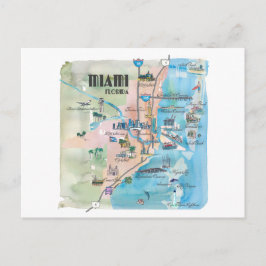 Cartão Postal Mapa Retroativo de Miami Flórida