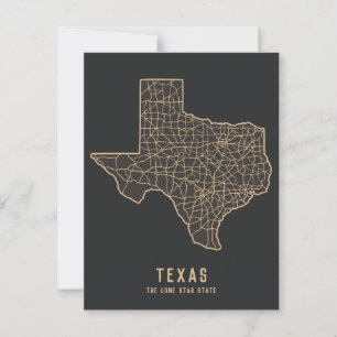 Cartão Postal Mapa rodoviário do estado americano do Texas - map