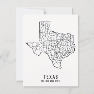 Cartão Postal Mapa rodoviário do estado do Texas nos EUA - mapa 