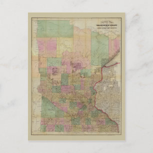 Cartão Postal Mapa Seccional de Minnesota (cerca de 1860)