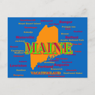Cartão Postal Mapa Silhueta do Orgulho do Estado do Maine