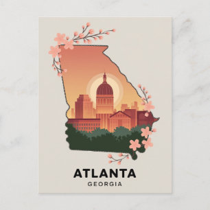 Cartão Postal Mapa Simbólico de Atlanta Geórgia Viagem