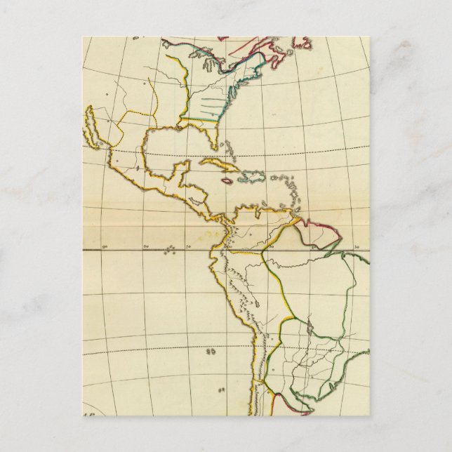 Cartão Postal Mapa simples América (Frente)