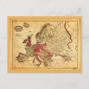 Cartão Postal Mapa topográfico da Europa (1871)