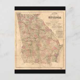 Cartão Postal Mapa Topográfico Lloyd's da Geórgia (1864)