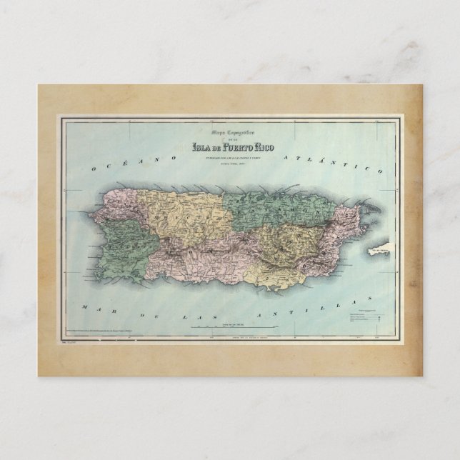 Cartão Postal Mapa venenoso de Porto Rico (Frente)