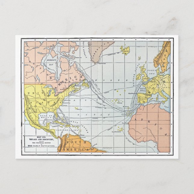 CARTÃO POSTAL MAPA: VIAGENS ATLÂNTICAS (Frente)