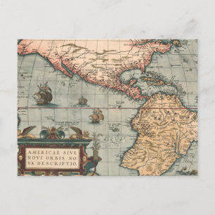 Cartão Postal Mapa Vintage da América do Norte