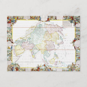 Cartão Postal Mapa Vintage da Ásia   1786