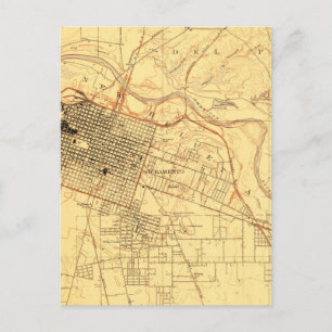 Cartão Postal Mapa Vintage da Califórnia em Sacramento