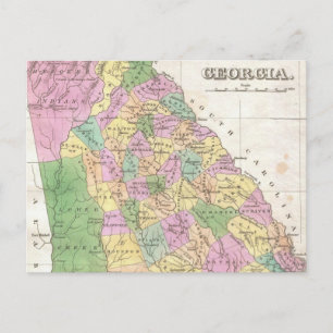 Cartão Postal Mapa Vintage da Geórgia (1827)