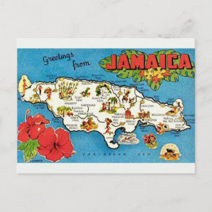 Cartão postal mapa vintage da ilha Jamaica 