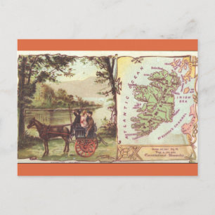 Cartão Postal Mapa Vintage da Irlanda