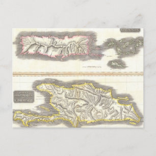 Cartão Postal Mapa Vintage das Ilhas Caribes (1815)