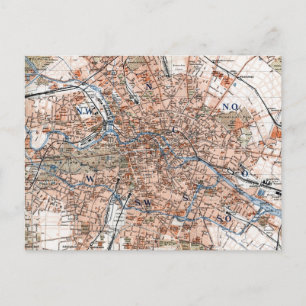 Cartão Postal Mapa Vintage de Berlim Alemanha (1894)