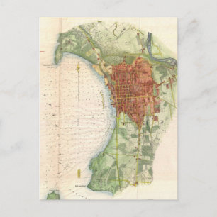 Cartão Postal Mapa Vintage de Burlington Vermont (1872)