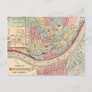 Cartão Postal Mapa Vintage de Cincinnati (1780)
