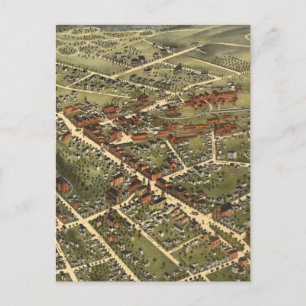 Cartão Postal Mapa Vintage de Danbury Connecticut (1875)