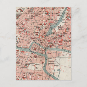 Cartão Postal Mapa Vintage de Königsberg Alemanha (1905)